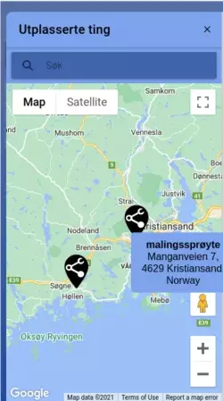 Kart over utplasserte verktøy