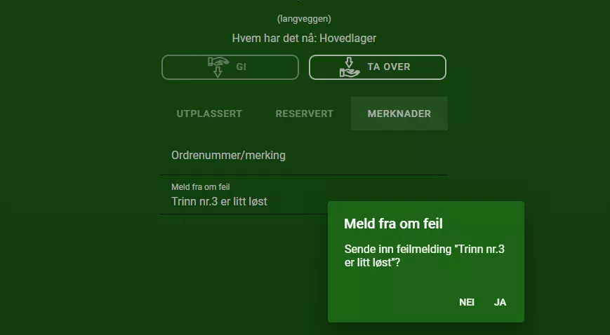 Verktøy med feil/mangler